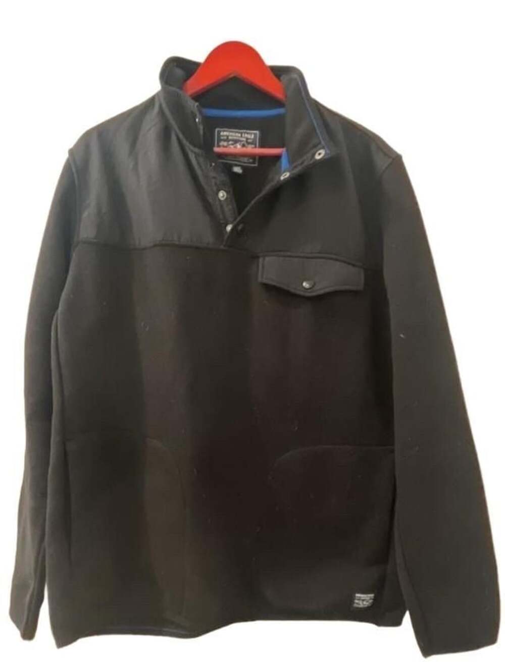 American Eagle Outfitters Fleece Snap Pullover Size L Black